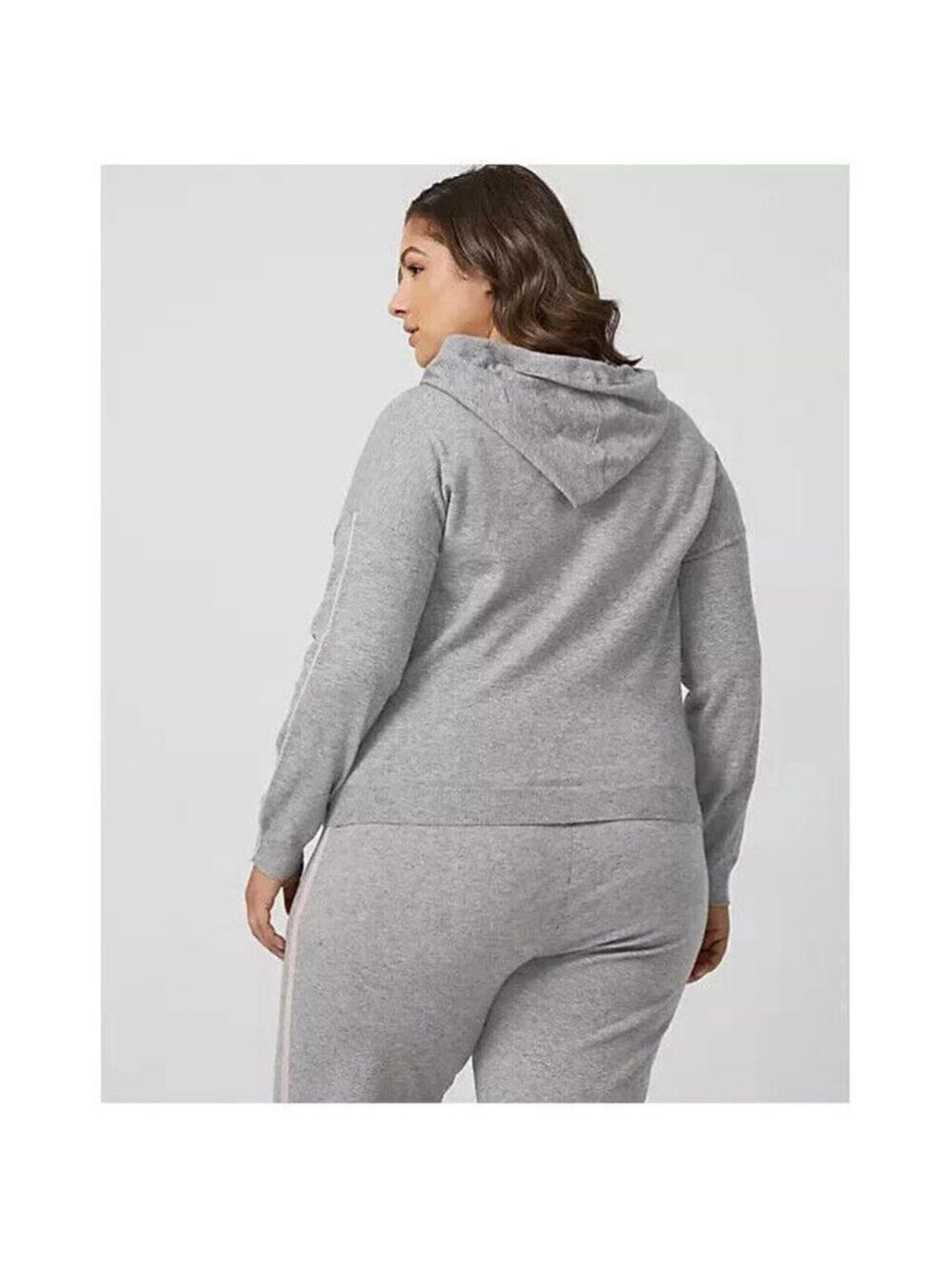 Women’s Plus Size Color Block Hoodie and Jogger Set in Pink & Gray Sz 1X - Picture 4 of 9